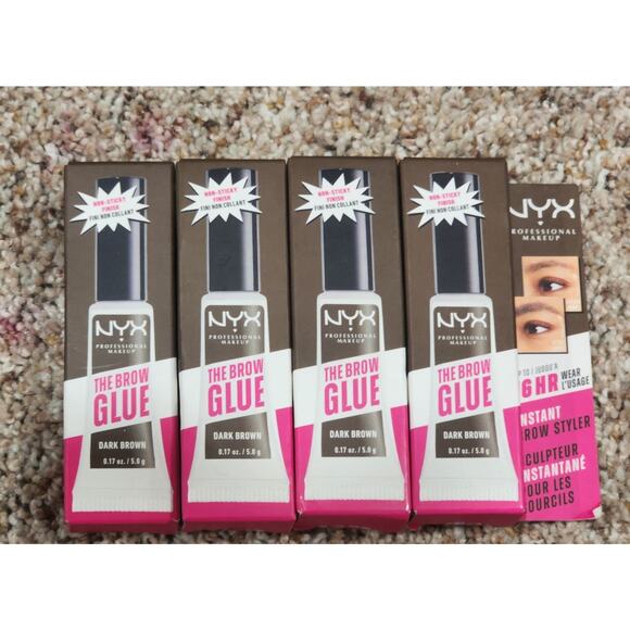 NYX Brow Glue Tinted Eyebrow Gel Dark Brown 0.17oz - Extreme Hold - Picture 8 of 8